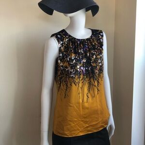 Tahari gold and blue sleeveless